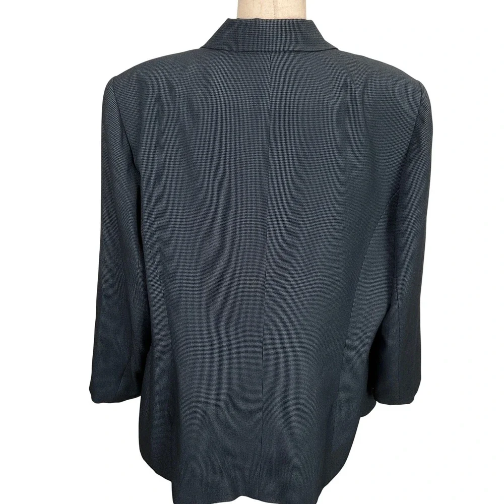 Le Suit Skirt Suit Women 20W Green Teal Micro-Check 4-Button Classic Officewear